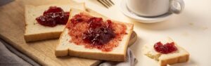 sandwich, bread, strawberry jam, breakfast, food, coffee
